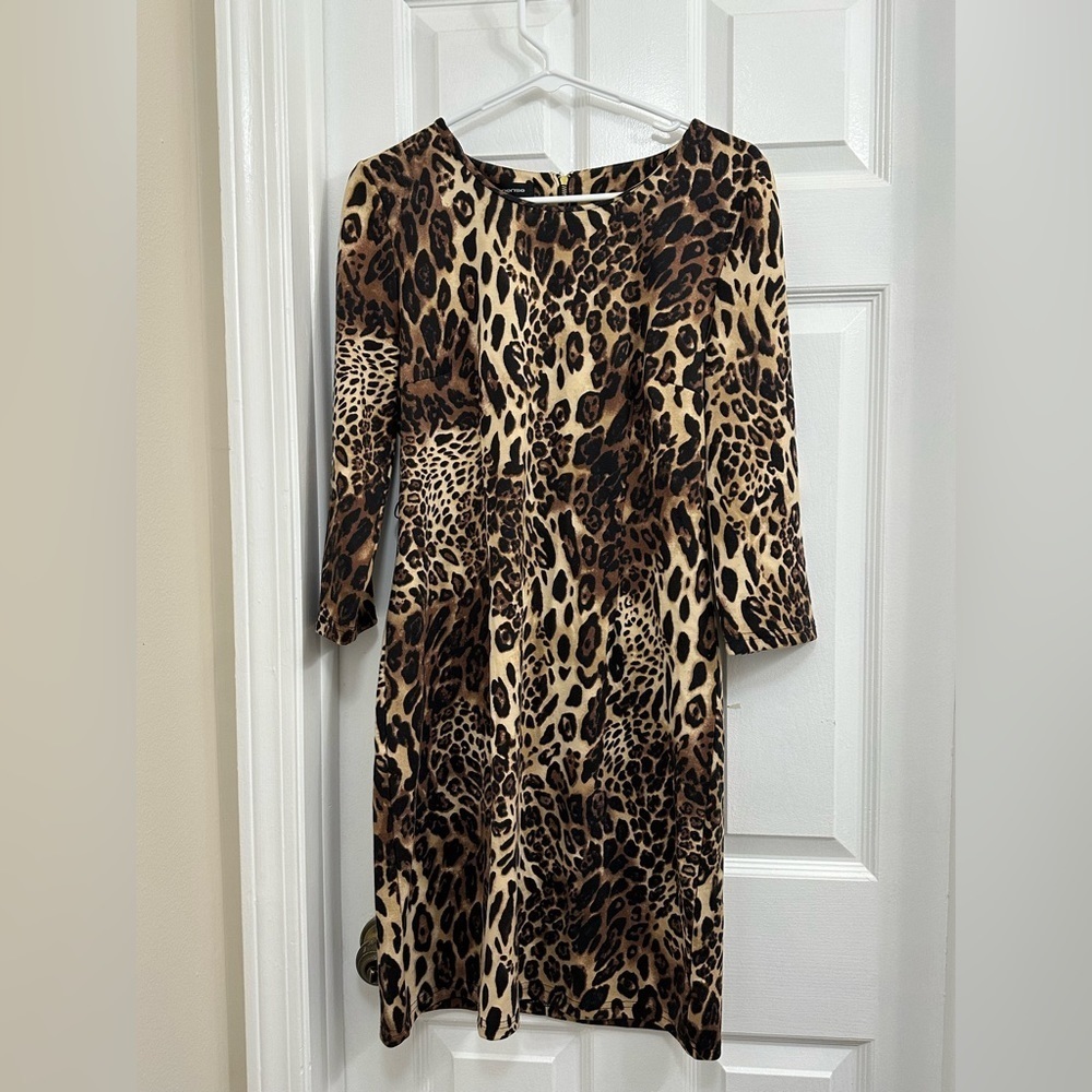 Spense Dress Women's Size 10 Animal Print Career Work 3/4 Sleeve Leopard Print